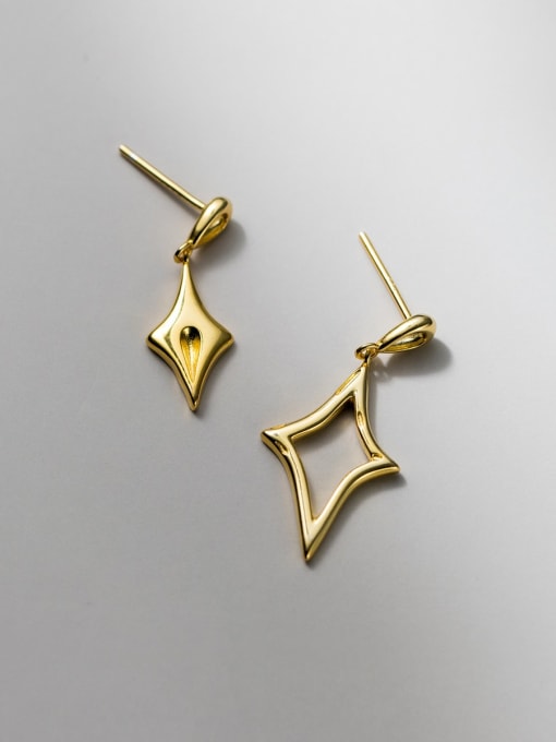 Gold 925 Sterling Silver Geometric Minimalist Huggie Earring