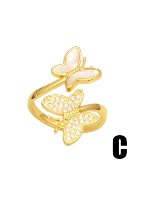 C Brass Cubic Zirconia Butterfly Vintage Band Ring