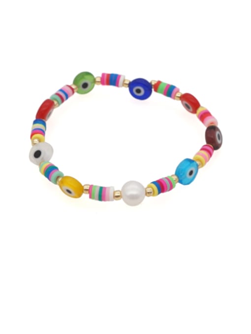 Roxi Stainless steel Glass Bead Multi Color Irregular Minimalist Stretch Bracelet 0