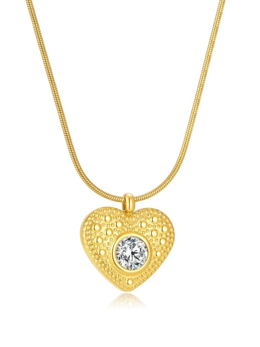 2248 Steel Necklace Gold Titanium Steel Heart Minimalist Necklace
