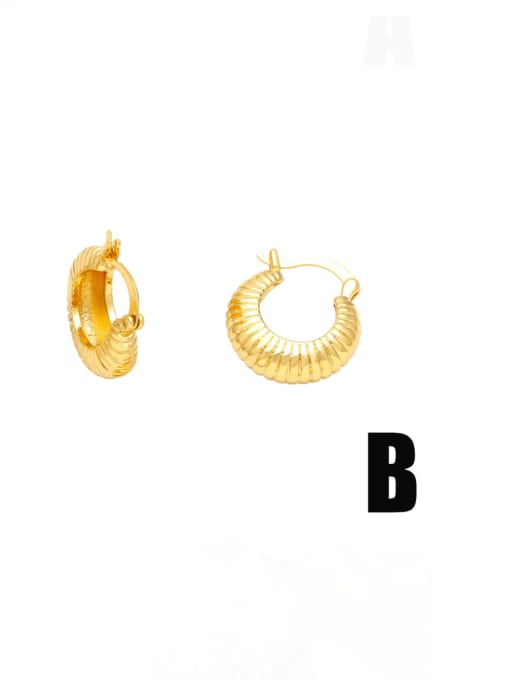 B Brass Cubic Zirconia Pentagram Hip Hop Huggie Earring