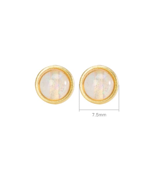 DEER 925 Sterling Silver Opal Round Minimalist Stud Earring 2