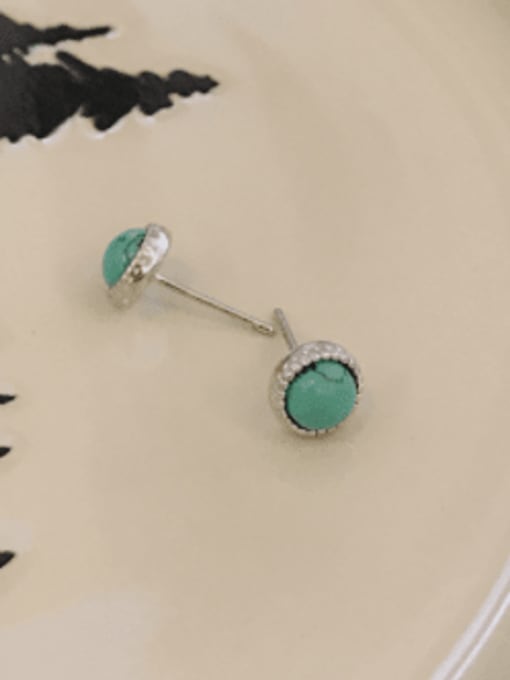 Boomer Cat 925 Sterling Silver With Turquoise Classic Round Earrings 0