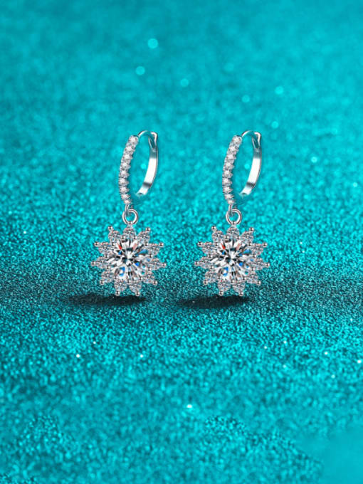 MOISS 925 Sterling Silver Moissanite Flower Dainty Huggie Earring 0