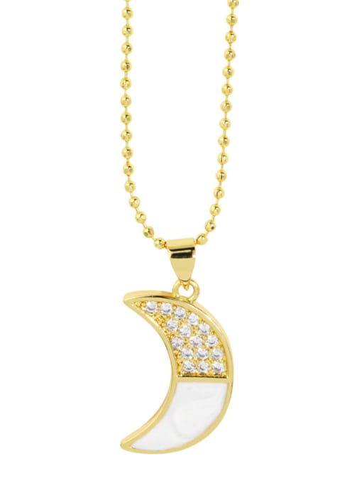 moon Brass Shell Star Vintage Cross Pendant Necklace