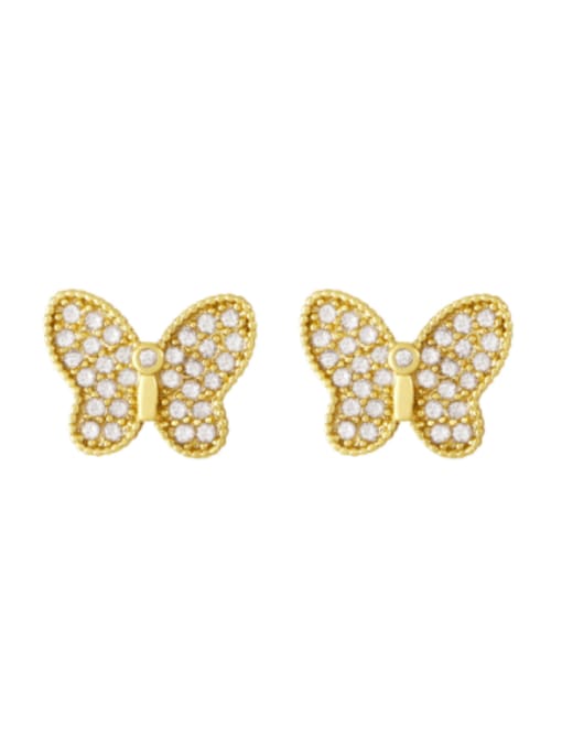 CC Brass Cubic Zirconia Butterfly Minimalist Stud Earring 3