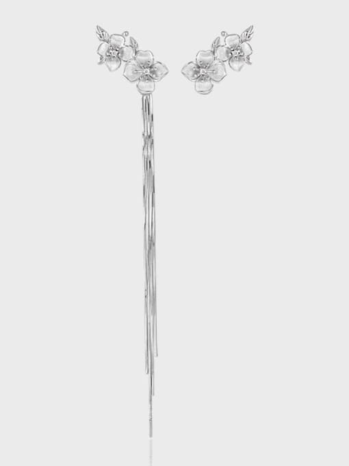 DAKA 925 Sterling Silver Asymmetrical  Flower Vintage Drop Earring 0
