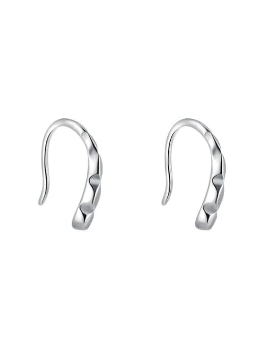 Rosh 925 Sterling Silver Irregular Minimalist Hook Earring 2