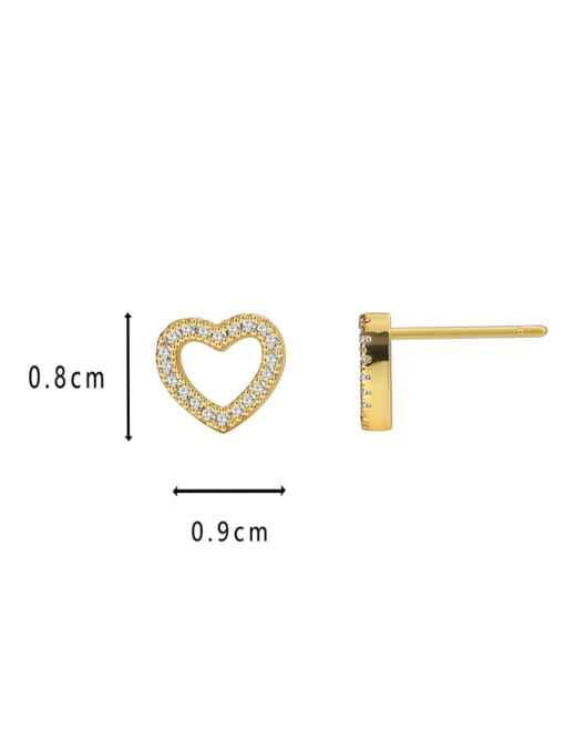 CHARME Brass Cubic Zirconia Heart Minimalist Stud Earring 1