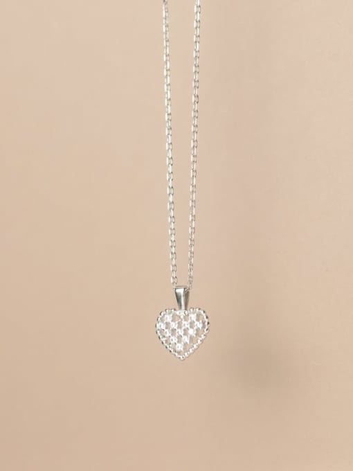 Rosh 925 Sterling Silver Rhinestone Heart Minimalist Necklace 2