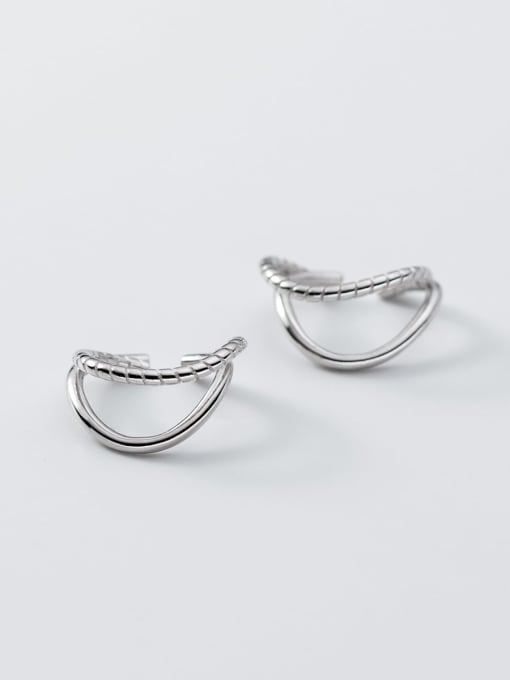 Rosh 925 Sterling Silver Hollow Geometric Minimalist Stud Earring