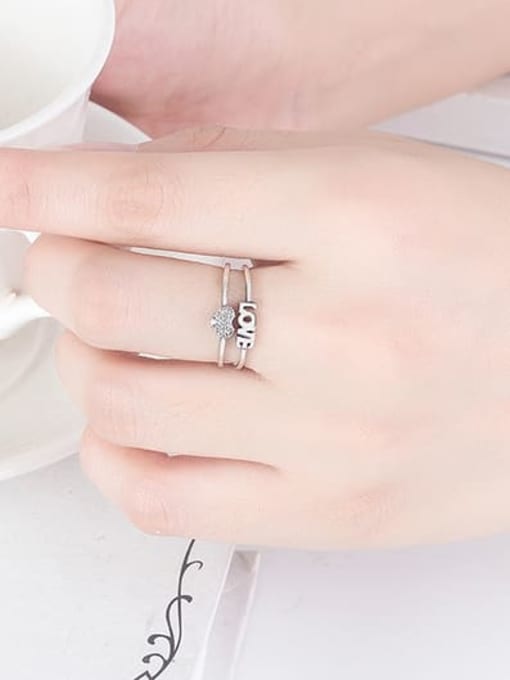 HAHN 925 Sterling Silver Cubic Zirconia Heart Letter  Vintage Stackable Ring 2
