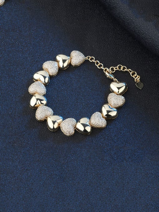 ROSS Copper Rhinestone Heart Vintage Bracelet 1