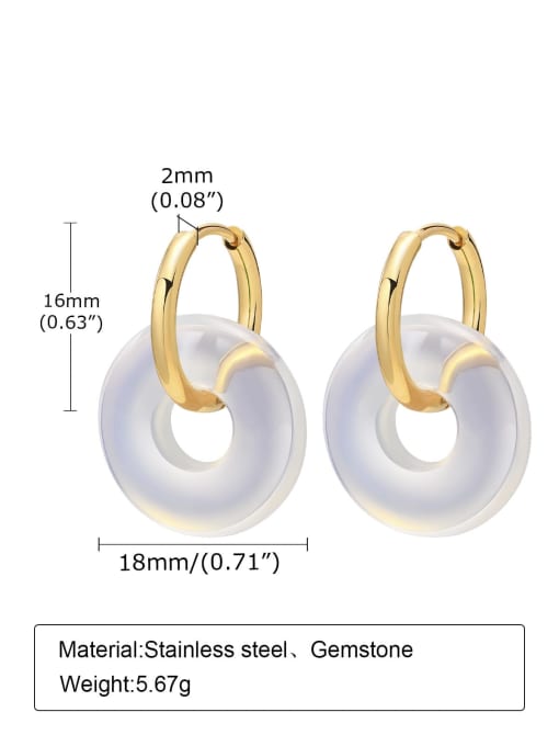 white Stainless steel Natural Stone Geometric Minimalist Huggie Earring
