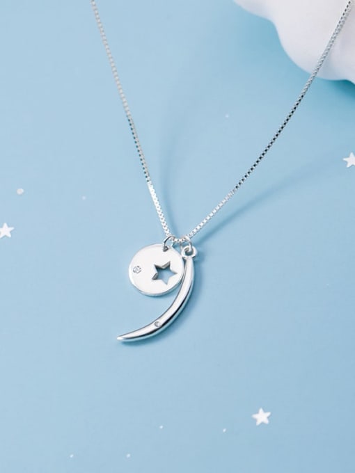 Rosh 925 Sterling Silver Star Moon  Minimalist Pendant Necklace 3