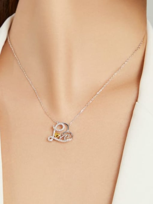Jare 925 Sterling Silver Cubic Zirconia Heart Dainty Necklace 1
