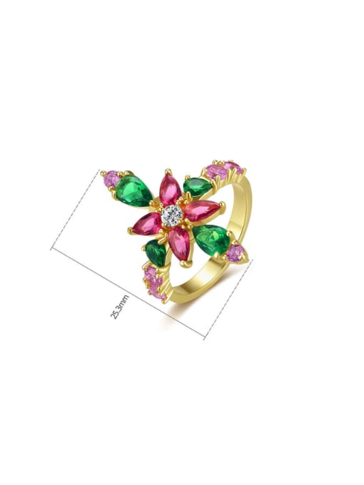 BLING SU Brass Cubic Zirconia Flower Luxury Band Ring 4