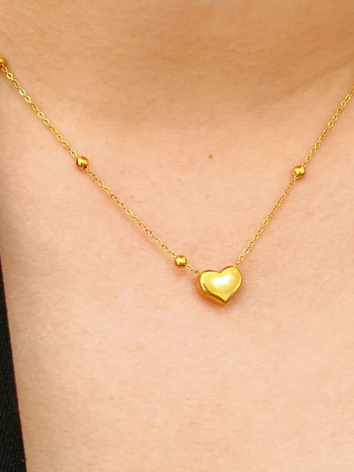Heart Necklace Titanium Steel Heart Minimalist  Double Layer Necklace