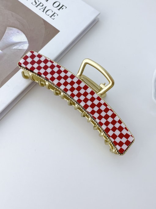 Red and white grid 11.3cm Cellulose Acetate Trend Geometric Alloy Jaw Hair Claw