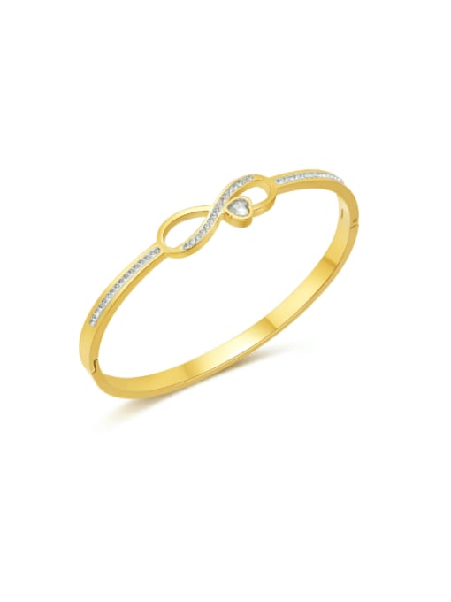 1047 Steel Bracelet Gold Titanium Steel Cubic Zirconia Number 8 Minimalist Bracelet