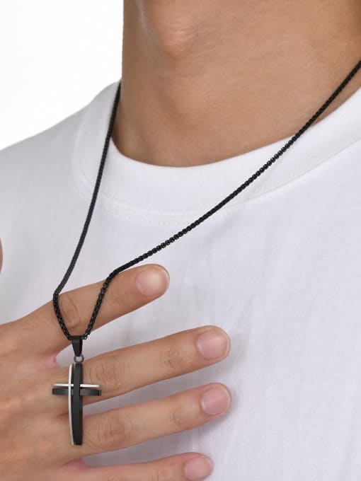CONG Stainless steel Cross Hip Hop Regligious Necklace 1
