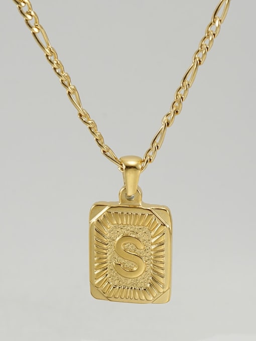 Gold S Titanium Steel Letter Hip Hop coin Necklace with 26 letters