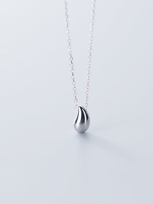 Rosh 925 Sterling Silver Simple glossy water drop pendant Necklace 2