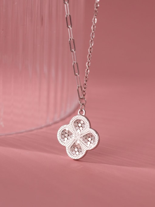 Rosh 925 Sterling Silver Cubic Zirconia Flower Minimalist Necklace 2