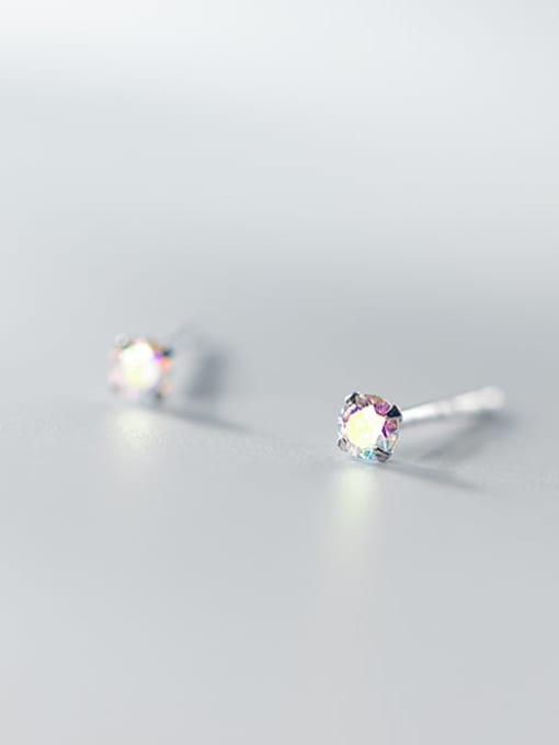 color diamonds 925 Sterling Silver Rhinestone Round Minimalist Stud Earring