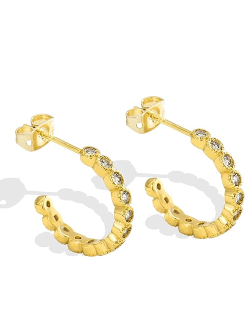 Gold Diamond Ring Earrings Brass Cubic Zirconia Geometric Minimalist Stud Earring