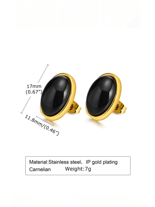 LI MUMU Stainless steel Carnelian Geometric Minimalist Stud Earring 3