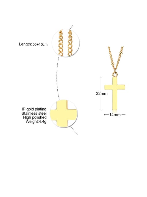 CONG Stainless Steel With Gold Plated Simplistic Smooth Cross Necklaces 4