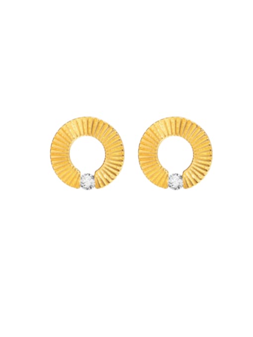 golden Stainless steel Rhinestone Geometric Minimalist Stud Earring