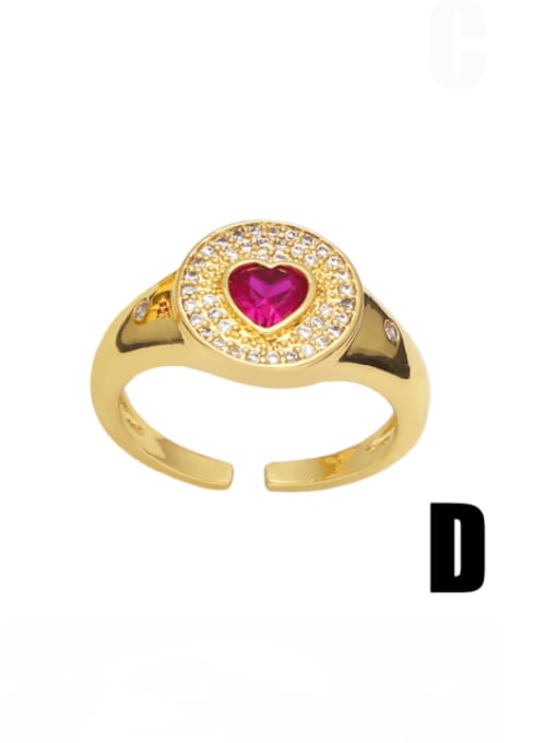 D (Rose) Brass Cubic Zirconia Heart Vintage Band Ring