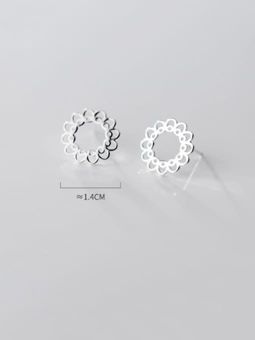 Rosh 925 Sterling Silver With Platinum Plated Minimalist Hollow Flower Stud Earrings 2
