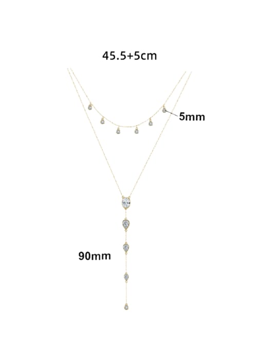 RINNTIN 925 Sterling Silver Cubic Zirconia Double Layer Chain Tassel Lariat Necklace 2