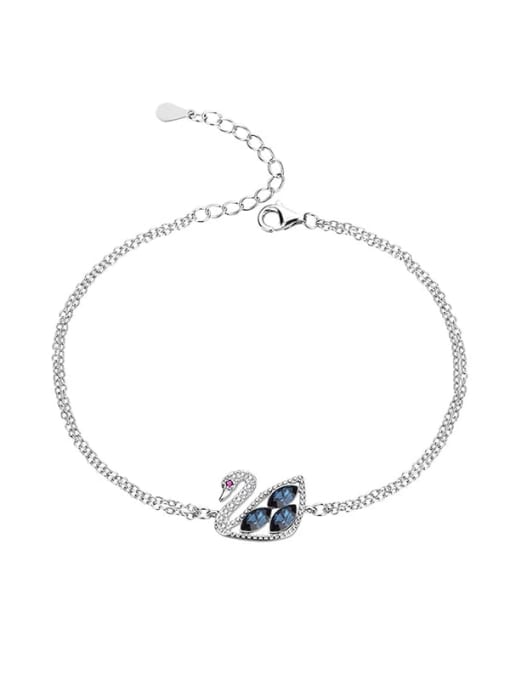 JYSL 012 (denim) 925 Sterling Silver Austrian Crystal Swan Classic Bracelet