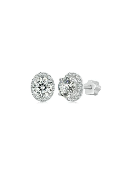 Jare 925 Sterling Silver Moissanite Round Dainty Stud Earring 0