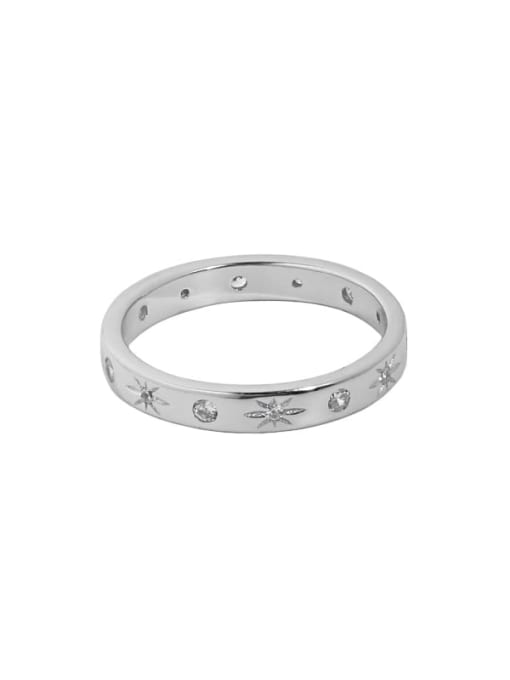 Platinum 925 Sterling Silver Cubic Zirconia Star Minimalist Band Ring