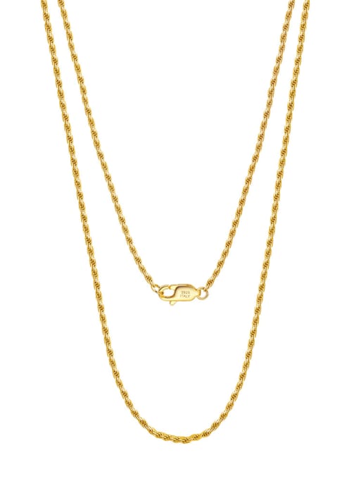 18K gold, 1.5mm Twists chain length 55cm 925 Sterling Silver Hollow  Cross Minimalist Necklace