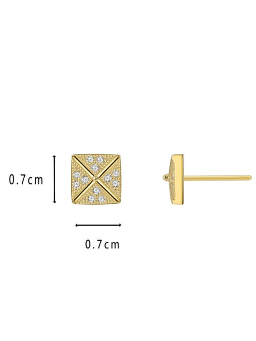 CHARME Brass Cubic Zirconia Geometric Minimalist Stud Earring 2