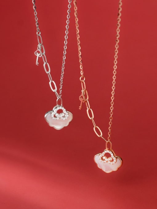Rosh 925 Sterling Silver Shell Cloud Minimalist Necklace