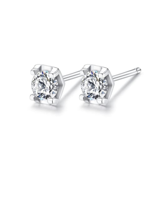 CCUI 925 Sterling Silver Cubic Zirconia White Hexagon Minimalist Stud Earring 0