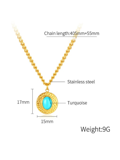 Open Sky Stainless steel Turquoise Round Hip Hop Necklace 2