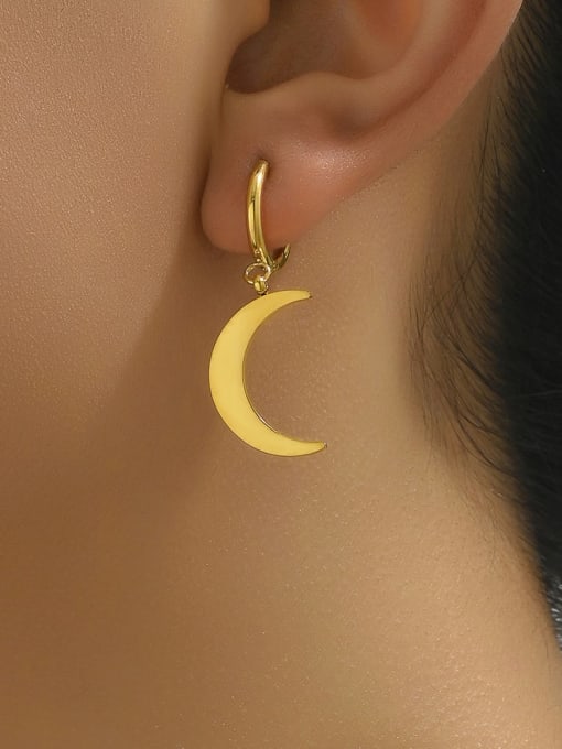 A TEEM Titanium Steel Moon Minimalist Huggie Earring 2