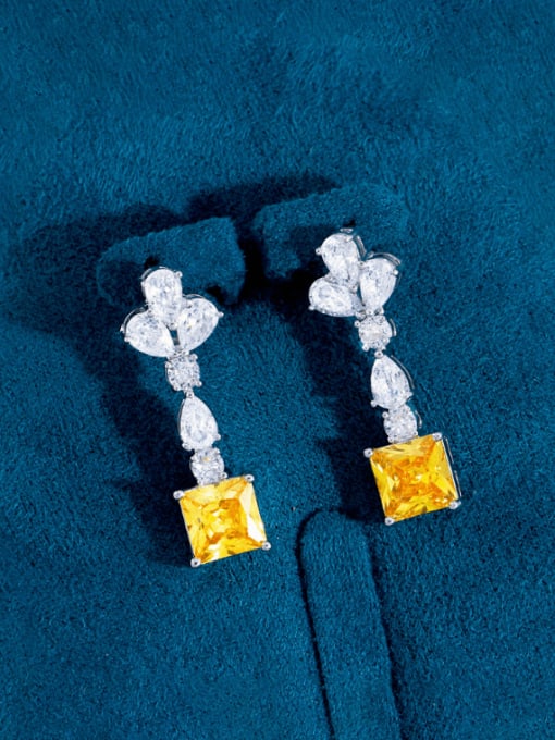 L.WIN Brass Cubic Zirconia Flower Luxury Cluster Earring 1