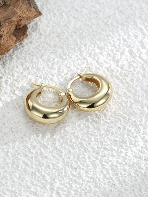 Gold glossy Earrings Brass Smooth Geometric Minimalist Huggie Earring