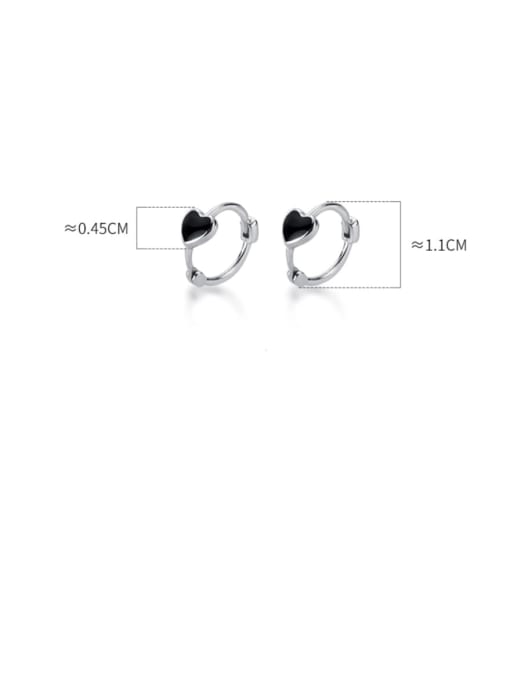 Rosh 925 Sterling Silver Black Enamel Heart Cute Clip On Earrings 3