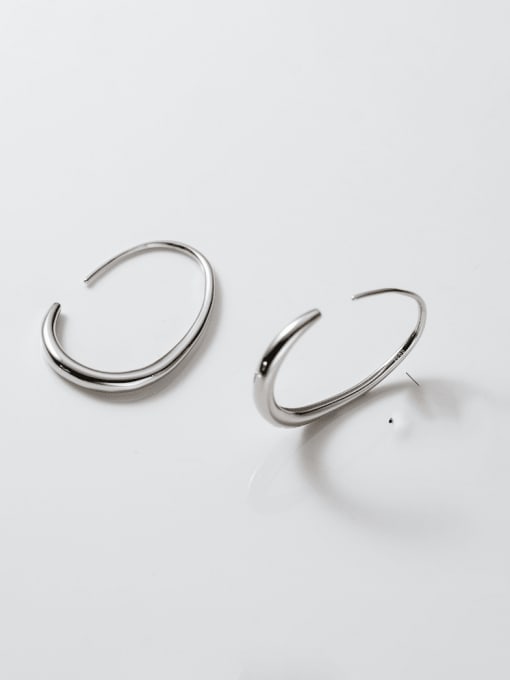 Silver 925 Sterling Silver Geometric Minimalist Hook Earring
