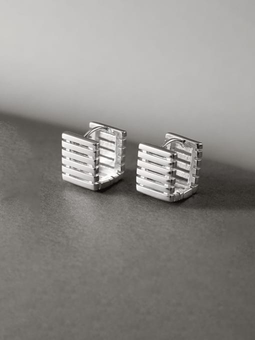 Rosh 925 Sterling Silver Hollow  Square Minimalist Stud Earring 0